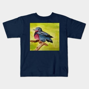 Lovely Cotinga bird watercolour painting Kids T-Shirt